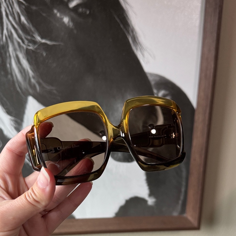 Dior Olive and Brown Oversized Square Sunglasses